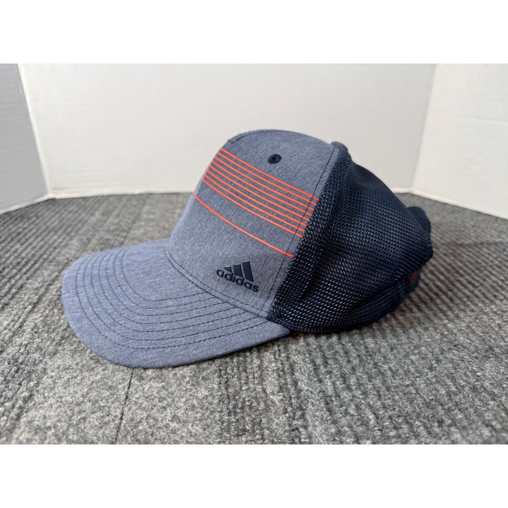 Adidas Golf Hat Mens Blue Orange Striped Mesh Snapback Trucker Cap OSFM